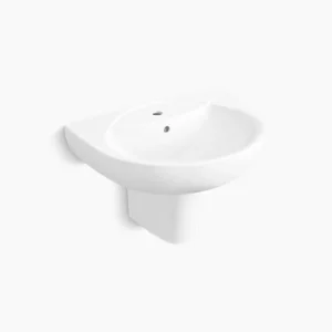 Folio - 482mm x 466mm round wall mount lavatory with half pedestal