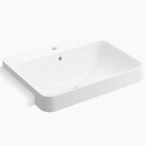 Forefront™ - 588 x 462mm semi-recessed basin with single faucet hole in white