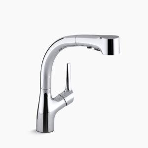 Pulldown kitchen faucet in polished chrome