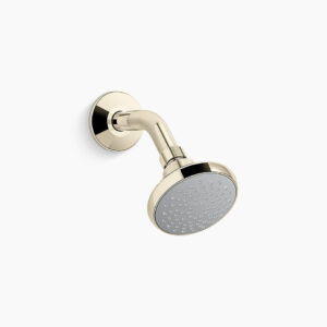 Complementary™ - Single function showerhead in french gold (with shower arm and flange)