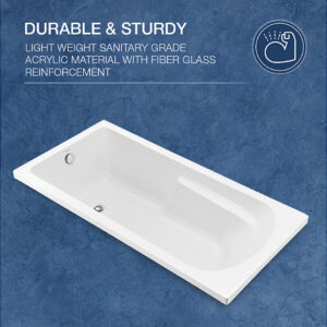 Duo™ - 1670mm drop-in acrylic bathtub in white