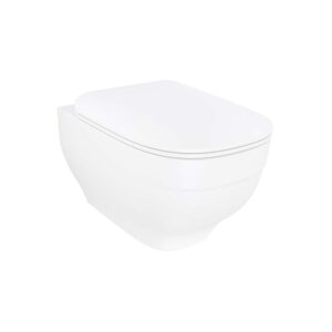 Trace™ - Rimless wall hung toilet with Quiet-Close™ UF slim seat cover in white