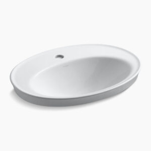 Serif™ - 536mm x 414mm self-rimming basin with single faucet hole in white