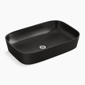 ModernLife Edge™ - 600mm edge vessel basin without faucet hole in honed black