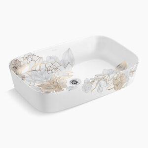 ModernLife Edge™ - 600mm edge decorative vessel basin without faucet hole in french gold