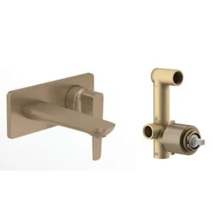 Aleo+™ - Wall mount lavatory faucet trim + valve in brushed bronze