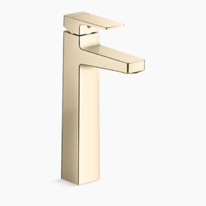 Hone - Tall single-control basin faucet without drain in french gold