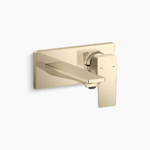 Hone - Wall mount single-control basin faucet without drain in french gold