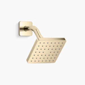 Pristine - Square showerhead with shower arm in french gold