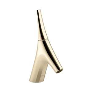 Single-control basin faucet without drain in french gold