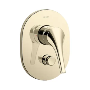 Recessed bath and shower trim with diverter in french gold