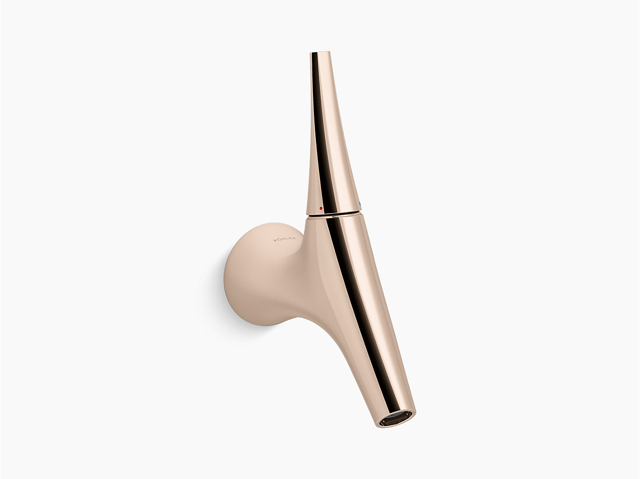 Vive - Single-control monoblock wall mount lavatory faucet in rose gold