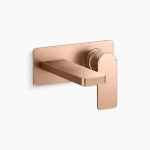 Parallel - Wall mount lavatory faucet trim + valve in brushed rose gold