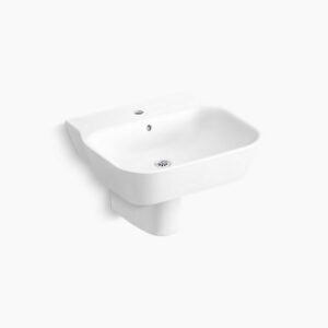Span - 545mm x 489mm square wall mount lavatory with half pedestal
