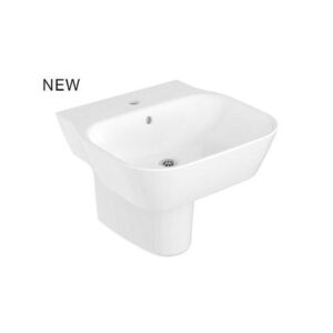 Span - 484mm x 459mm square wall mount lavatory with half pedestal