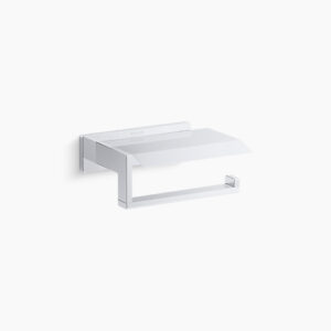 Square tissue holder with cover in polished chrome