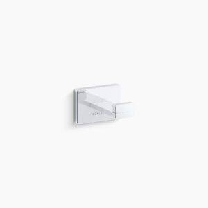 Square single robe hook in polished chrome
