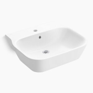 Span - 478mm square wall mount basin with single faucet hole in white