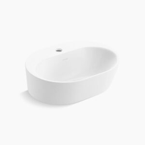 Span - 478mm round vessel with single faucet hole in white