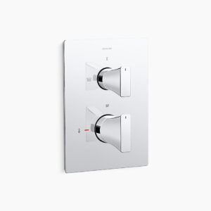 ModernLife Edge™ - Geometric thermostatic recessed bath and shower square trim in