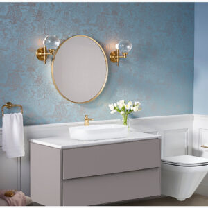 712mm round mirror in brushed gold