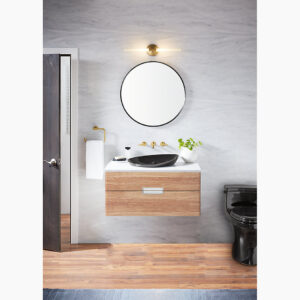 712mm round mirror in matte black