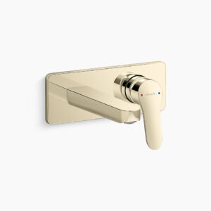 Accliv - Single-control wall mount basin faucet trim in french gold