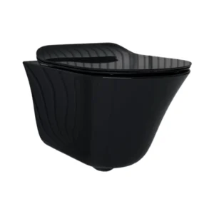 Vive - Rimless wall hung toilet with Quiet-Close™ UF slim seat cover in black