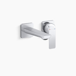 Single control wall mount lav faucet trim without drain in polished chrome