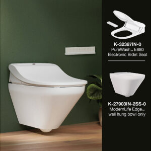 ModernLife Edge™ - Wall hung toilet with PureWash™ electronic E880 bidet seat cover