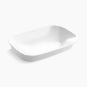 Vive™ Geo - 550mm vessel basin without faucet hole in white