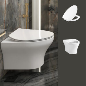 Spacity - Wall hung toilet with Quiet-Close™ slim seat cover in white