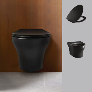 Spacity - Wall hung toilet with Quiet-Close™ slim seat cover in black
