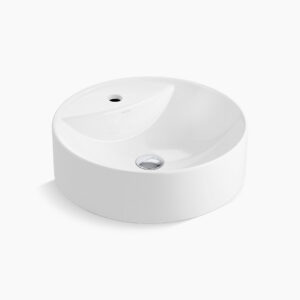 Chalice Round™ - 470mm vessel basin with single faucet hole in white
