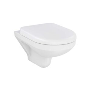 Span Round - Round wall hung toilet with Quiet-Close™ seat and cover in white