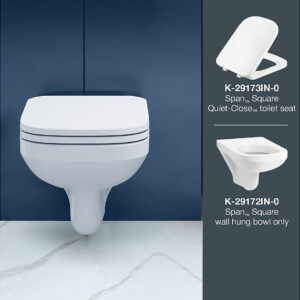 Span Square - Square wall hung toilet with Quiet-Close™ seat in white
