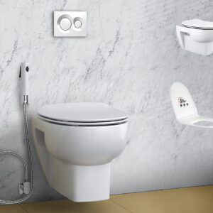 Reach Eco - Wall hung toilet with Quiet-Close™ seat cover in white