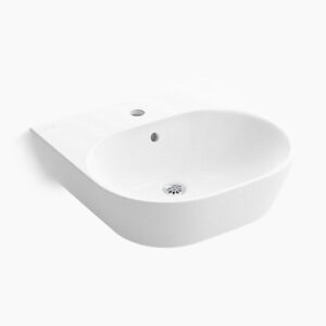 Span - 482mm round wall mount basin with single faucet hole in white