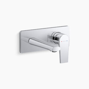 Single-control wall mount basin faucet trim in polished chrome