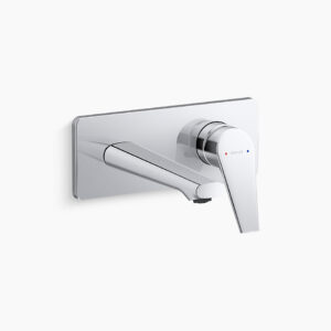 Apt Curv - Single-control wall mount basin faucet trim in polished chrome