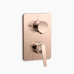Fluence+™ - Recessed bath and shower valve and AT360 trim in rose gold