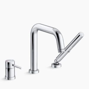 Cuff™ - 3-hole bath filler with diverter for hand shower in polished chrome
