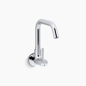 Cuff - Single handle wall mount cold only kitchen faucet in polished chrome