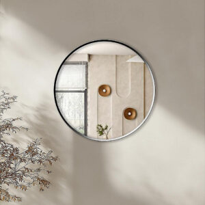 460mm round mirror in matte black