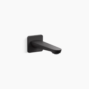 Bath spout without diverter in matte black