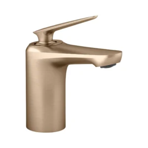 Single-control lav faucet without drain in brushed bronze