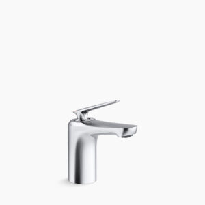 Single-control lav faucet without drain in polished chrome