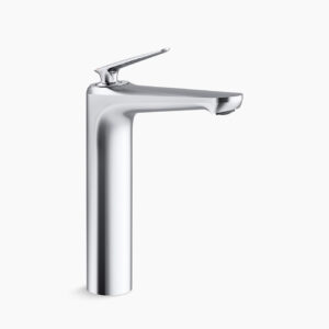 Single-control tall lav faucet without drain in polished chrome