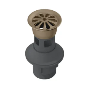 Complementary™ - Grid drain with overflow hole in brushed bronze