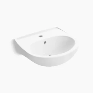 Brive Plus - 450mm wall mount basin with single faucet hole in white